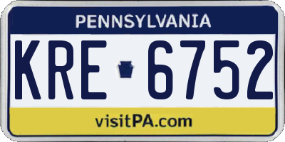 PA license plate KRE6752