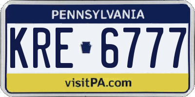 PA license plate KRE6777