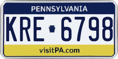 PA license plate KRE6798