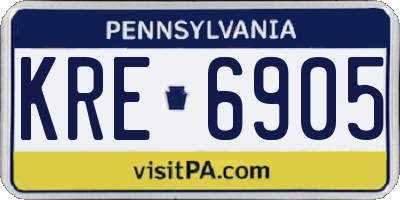 PA license plate KRE6905