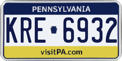 PA license plate KRE6932