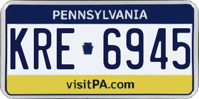 PA license plate KRE6945