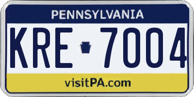 PA license plate KRE7004