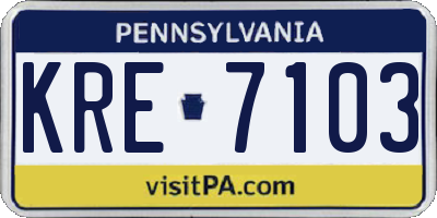 PA license plate KRE7103