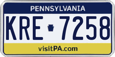 PA license plate KRE7258