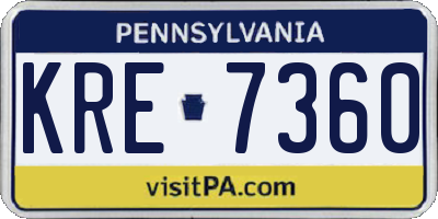 PA license plate KRE7360
