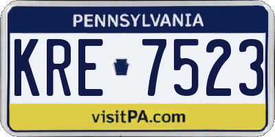 PA license plate KRE7523