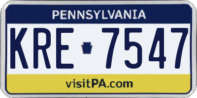 PA license plate KRE7547