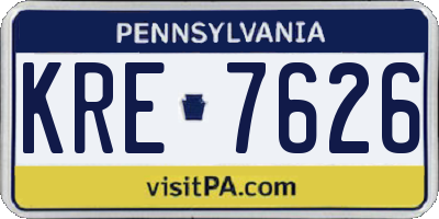 PA license plate KRE7626