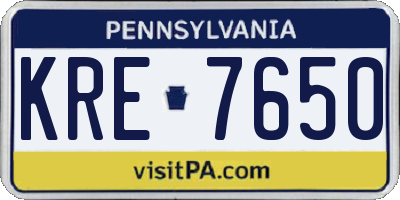 PA license plate KRE7650