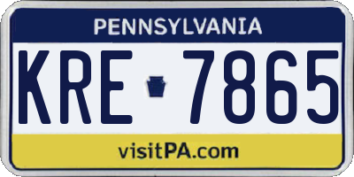 PA license plate KRE7865