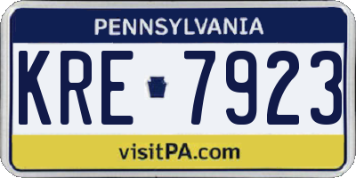 PA license plate KRE7923