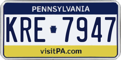 PA license plate KRE7947
