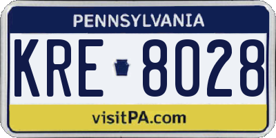 PA license plate KRE8028