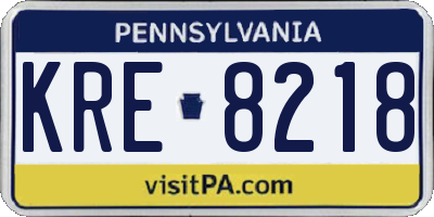 PA license plate KRE8218