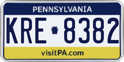 PA license plate KRE8382
