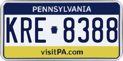 PA license plate KRE8388