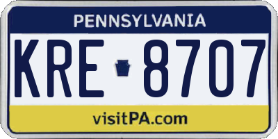 PA license plate KRE8707