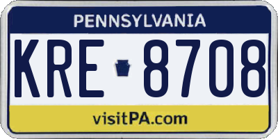 PA license plate KRE8708