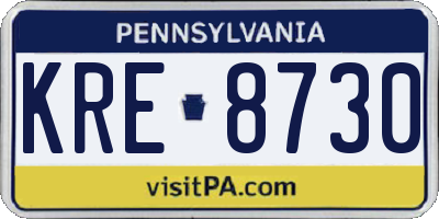 PA license plate KRE8730