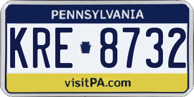 PA license plate KRE8732