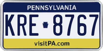 PA license plate KRE8767