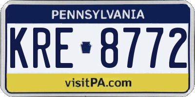 PA license plate KRE8772