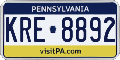 PA license plate KRE8892
