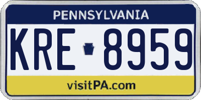 PA license plate KRE8959
