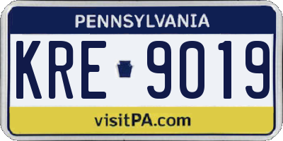 PA license plate KRE9019