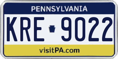 PA license plate KRE9022