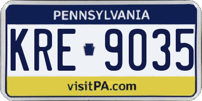 PA license plate KRE9035