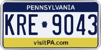 PA license plate KRE9043