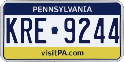 PA license plate KRE9244