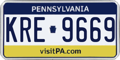 PA license plate KRE9669