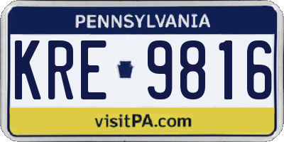 PA license plate KRE9816