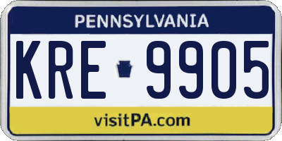 PA license plate KRE9905