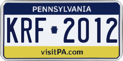 PA license plate KRF2012