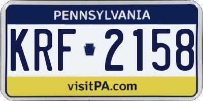 PA license plate KRF2158