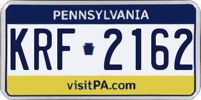 PA license plate KRF2162