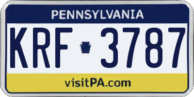 PA license plate KRF3787