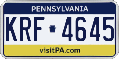 PA license plate KRF4645