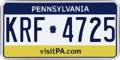 PA license plate KRF4725