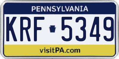 PA license plate KRF5349