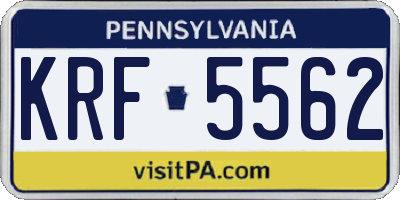 PA license plate KRF5562