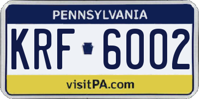 PA license plate KRF6002