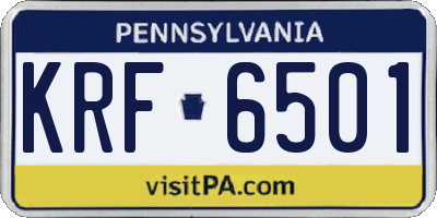 PA license plate KRF6501