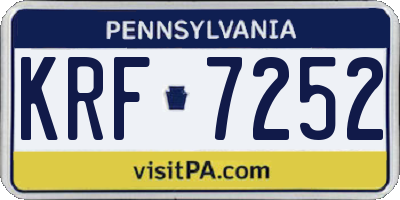 PA license plate KRF7252