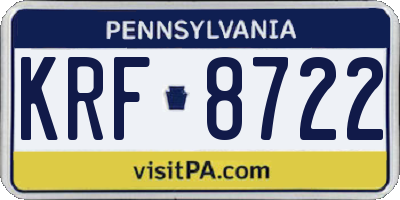 PA license plate KRF8722