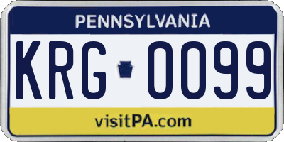 PA license plate KRG0099